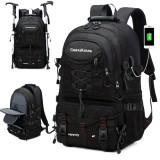 Rucsac Multifunctional de Alpinism, Capacitate 36-55 L, de Calatorie, Impermeabil, Slot USB Incarcare Telefon, Bretele Reglabile, 52 x 34 x 19 cm, Neg