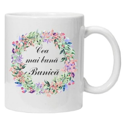 Cana alba personalizata &amp;quot;cea mai buna bunica&amp;quot;, INOVATIX&amp;reg;. 330 ml foto