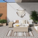 Cumpara ieftin Covor de exterior, maro și alb, 80x150 cm, design reversibil