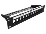 Patch Panel Keystone Negru 12 Porturi 10" - RACK 1U