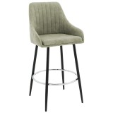 Cumpara ieftin Scaun de bar Cody picioare metalice negre - material textil de culoare gri deschis antic