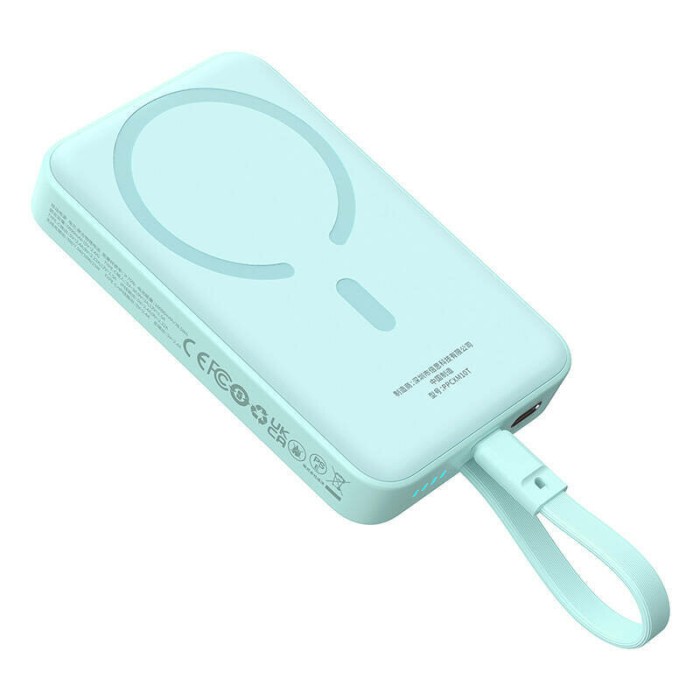 POWER BANK Baseus Magnetic Mini Wireless, 10000mAh, max 30W pe cablu, 1 x USB Type-C output/input, 15W wireless charging, albastru, &quot;P1002210B333-00&quot;