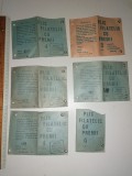 LOT 6 PLICURI FILATELICE CU PREMII , ANII 80 - FIECARE ARE CATEVA TIMBRE
