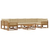 vidaXL Set de canapele de exterior cu pernă 8 pcs Natural și Bej 3382431