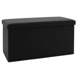 Cumpara ieftin Bancuta hol cufar cu spatiu de depozitare Cooperation piele ecologica negru 76x38x38cm