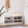 Pantofar Alb Lemn Masiv Pin 110x34x45 cm Dulap Pantofi Hol Banca Suport