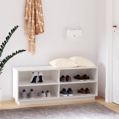 Gossi pantofar, alb, 110x34x45 cm, lemn masiv de pin foto