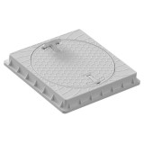 Capac Rotund cu Rama Patrata si Maner din Polipropilena Gri Pentru Canal sau Camin Diametru 600 Cm