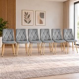 Set 6 scaune bucatarie/living,Artool,Libra,catifea gri deschis,picioare metal natur,45x54x86.5 cm