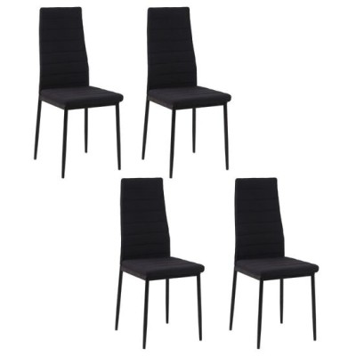 Set 4 scaune bucatarie/living, Tay, poliester, metal, negru, 41x50x97 cm foto