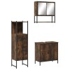 Set mobilier de baie, 3 piese, stejar fumuriu, lemn prelucrat