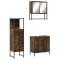 Set mobilier de baie, 3 piese, stejar fumuriu, lemn prelucrat