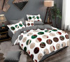 Lenjerie de pat pentru o persoana cu husa elastic pat si 2 fete perna dreptunghiulara, Sivan, bumbac mercerizat, multicolor