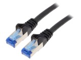 Patch Cord S/FTP Cat 6a RJ45 - 1m, Negru, Cu, Dublu Ecranat