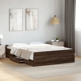 VidaXL Cadru de pat cu sertare, stejar maro, 120x200 cm lemn prelucrat