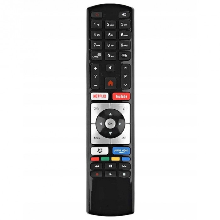 Telecomanda universal RC4318P pentru TV Telefunken, Vestel, Finlux, Haier, Gogen, Navon, Haier, x-remote, Netflix, YouTube, Negru