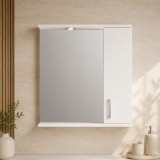 Oglinda baie cu dulap GN0001, dreptunghiulara, PAL Lucios, iluminare led, 3 rafturi, 70 cm, alb