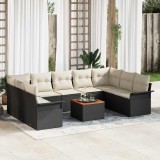 VidaXL Set de canapele pentru grădină 10 pcs Negru Rattan poli