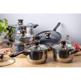 Set 6 oale cu capac, manare negre, 16/16/18/20/24/24 cm, inox, Kinghoff