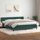 vidaXL Pat box spring cu saltea, verde &icirc;nchis, 180x220 cm, catifea 3318084