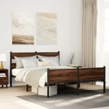Gossi cadru pat fara saltea stejar maro, 140x190 cm, lemn prelucrat
