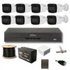 Kit supraveghere Dahua 8MP IR 80m Microfon DVR pentabrid cu 8 canale Recunoastere faciala Functii AI, Acumulator, Accesorii incluse