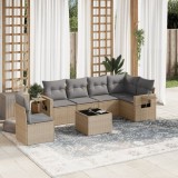 Gossi set canapele de gradina, 7 piese, cu perne, bej, poliratan