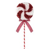 Ornament Brad Crăciun Acadea, Spumă, Tinsel, Fundiță, Roșu/Alb, 40.5cm