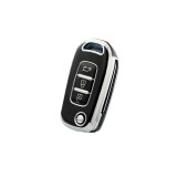 Husa Cheie Briceag Renault Megane 4, Kadjar, Clio, 3 Butoane, Tpu, Negru cu contur silver