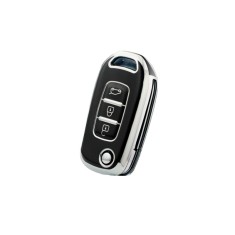Husa Cheie Briceag Renault Megane 4, Kadjar, Clio, 3 Butoane, Tpu, Negru cu contur silver