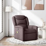 vidaXL Fotoliu de masaj rabatabil, maro &icirc;nchis, material textil