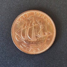 Marea Britanie Uk half penny 1965 UNC moneda bronz necirculata km # 896