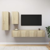 vidaXL Set de dulapuri TV, 4 piese, stejar sonoma, lemn prelucrat
