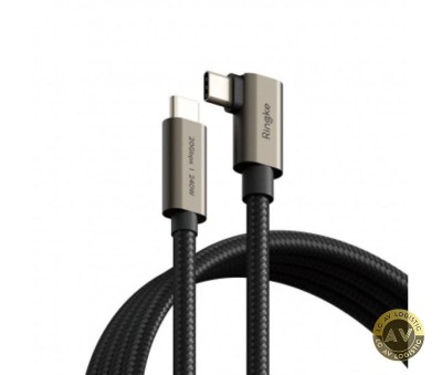 Cablu Date si Incarcare USB-C - USB-C Ringke 2X2 Angled 240W 1m Negru foto