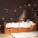 Cadru pat cu sertare &amp; dulap, maro miere, 90x200 cm lemn de pin