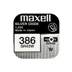 Baterie ceas Maxell SR43W V386 AG12 1.55V, oxid de argint, 10buc/cutie