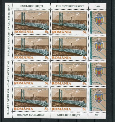 2011 , Lp 1905 c , Bucuresti , Pasajul Basarab , minicoala 8 timbre + 4 viniete - MNH foto
