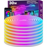 Cumpara ieftin Banda LED neon 30m Aplicatie si telecomanda sincronizare muzicala impermeabila IP65 flexibila RGB &ndash; 30m