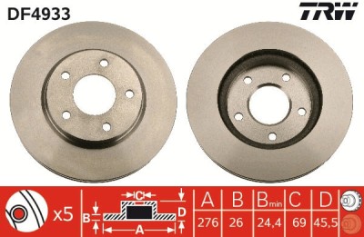 TRW DF4933 Disc frana foto