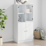 vidaXL Dulapuri &icirc;nalte cu uși, alb, 68x37x142 cm, lemn prelucrat