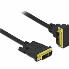 Cablu DVI-D Dual Link 24+1 pini drept/unghi 90 grade T-T 2m Negru, Delock 85894