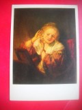 HOPCT 23625 TANARA CU CERCEI- REMBRANDT- 1606-1669 -- RUSIA --MUZEE - CP PICTURA --NECIRCULATAMUNTII