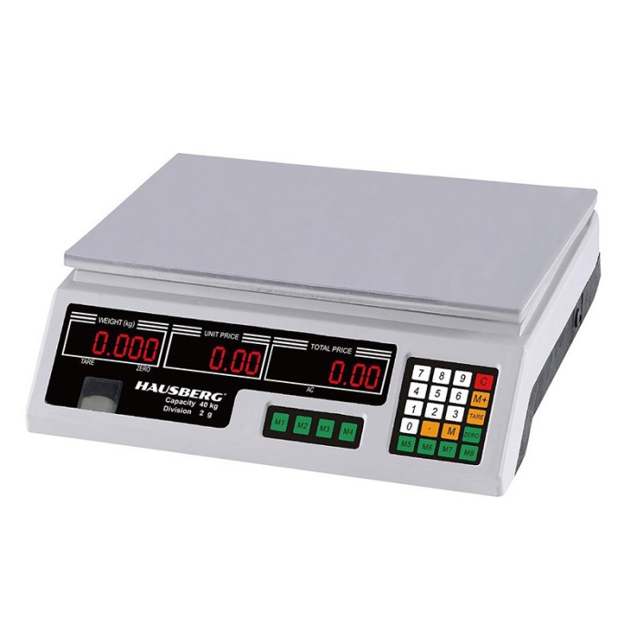 Cantar electronic cu afisaj dublu Hausberg, capacitate 40 kg, functie TARA, acumulator
