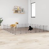 vidaXL Cușcă animale de companie cu ușă 28 panouri negru 35x35 cm oțel