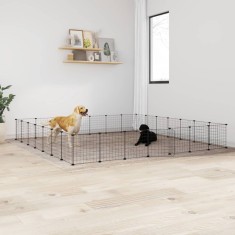 vidaXL Cușcă animale de companie cu ușă 28 panouri negru 35x35 cm oțel