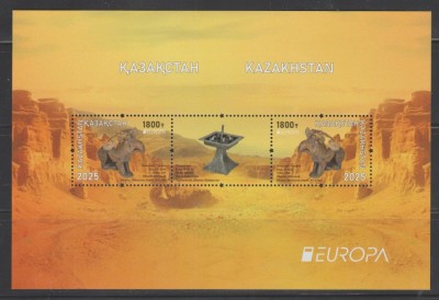 KAZAKHSTAN 2025 - EUROPA CEPT - DESCOPERIRI ARHEOLOGICE NATIONALE - BLOC CU 3 TIMBRE MNH** foto