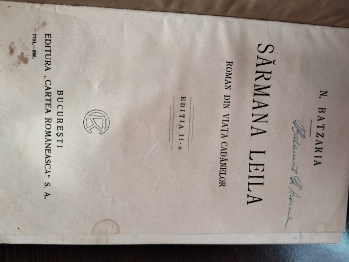 Sarmana Leila - N. Batzaria ( roman din viata cadanelor)