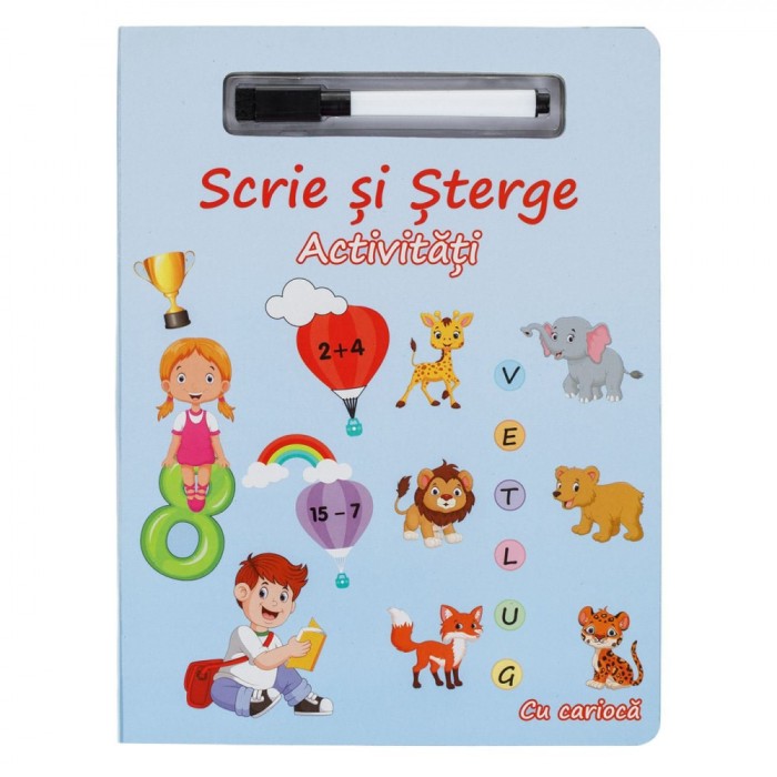 Carte Activități Scrie și șterge, A4, Carioca Inclusă, Multicolor
