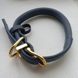 Zgardă pentru caine Premium din Piele Rotunjită, culoare blu navy &ndash; Nouă