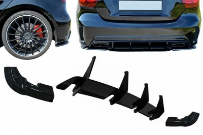 Kit Prelungiri Extensii Difuzor Bara Spate Mercedes A-Class W17 A45 Hatchback (2015-2018) Negru Lucios Performance AutoTuning foto